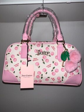 Juicy Couture Pink Cherry Girl Print Dome Satchel